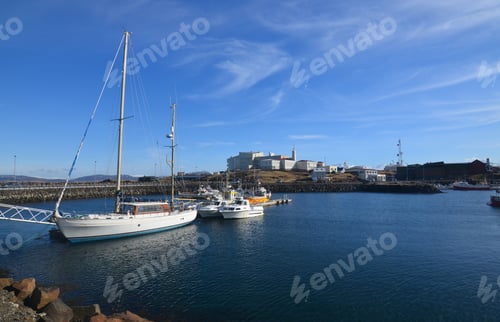 Preview: Boats Anchored In The Harbor Off Of Stykkisholmur Iceland.