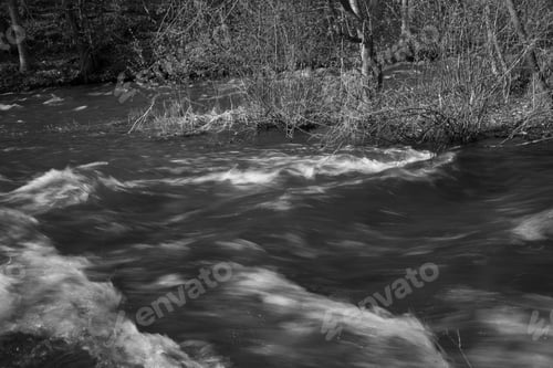 Preview: Rushing River Over Rocks In Black And White
