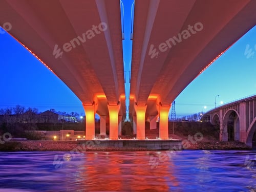 Preview: Highway 35W Bridge Over Mississippi In Minneapolis At Dusk