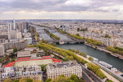 Preview: France Paris Tour Eiffel High View Panorama River Seine Sena