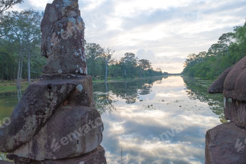 Preview: Siem Reap. Cambodia - View Of A River And Some Trees During The Afternoon In One Of The Bridges At