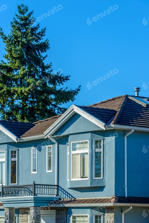 Aperçu: A Perfect Neighborhood. Houses In Suburb At Summer In The North America. Fragment Of A Luxury House