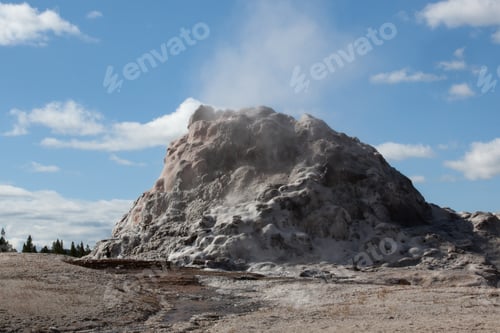 Preview: Geyser With Steam With Blue Sky