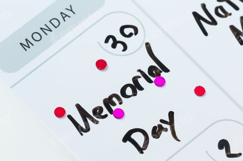 Preview: Close Up Of A Daily Planner Or Calendar With A Hand Written Message To Remember Memorial Day