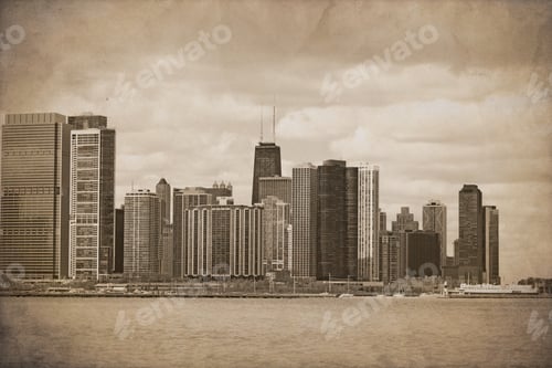 Preview: Vintage Chicago Design (With Dust And Scratches Texture Effect)