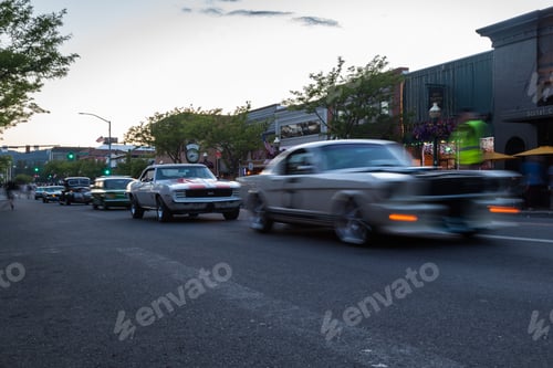 Preview: Coeur D' Alene, Idaho - June 15: Restored Classic Vehicles Cruising Downtown On Sherman Ave For The