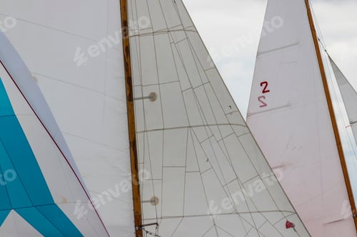 Preview: Closeup Of Boat Sails Filled In The Wind