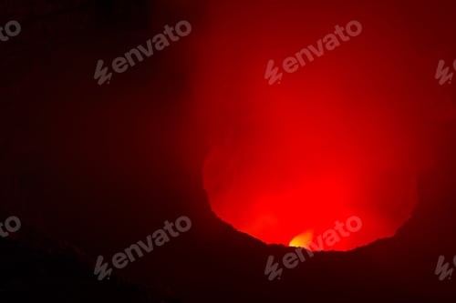 Preview: Night Time Shot Of The Glowing Red Steam Being Let Out Into The Air From This Volcano Near Managua