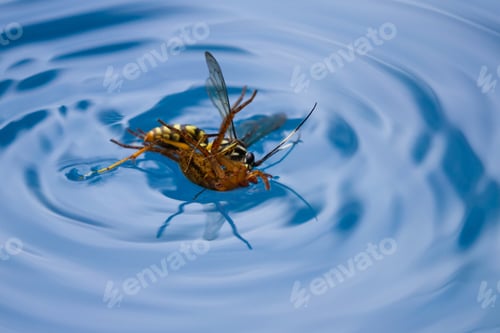 Preview: Action Shots Of A Spider Wasp Killing A Spider By Drowning It In A Swimming Pool In Costa Rica