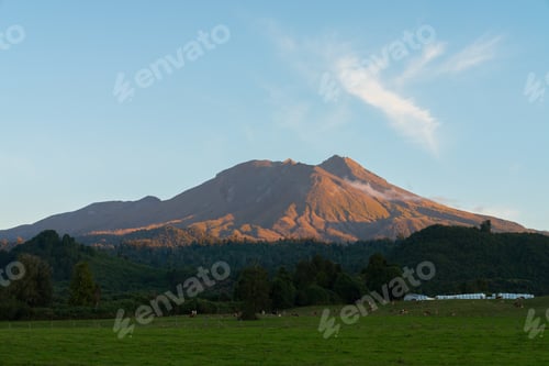 Preview: Landscape Of The Green Fields In Ensenada With The Volcano Calbuco In The Background. South Of Chile
