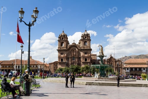 Preview: Cusco, Peru - May 12 : School Children In Uniform In A Civic Parade Celebrating National
