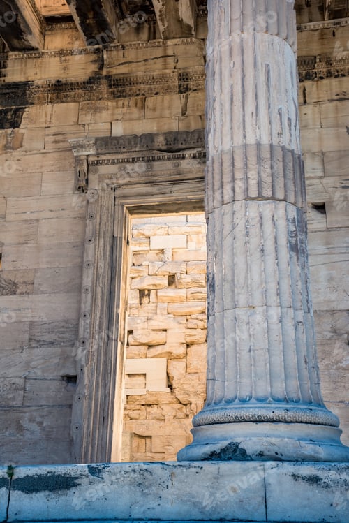 Preview: Fragment Of Parthenon From Acropolis Of Athens - Column And Door. Architectural Details