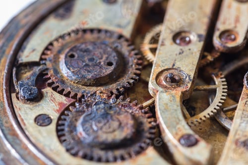 Preview: Close Up Of An Old Pocket Watch With Rusty Gears As A Concept