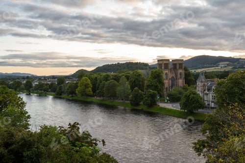 Preview: Scotland - September 07 2019: View Of The City From The Inverness Castle At Sunset, Uk September