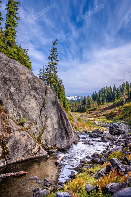 Preview: Beautiful Mountain River At The Bagley Lake Trail Park. Mount Baker, Washington, Usa.