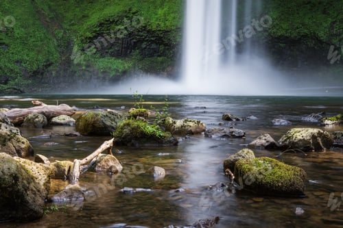Preview: Beautiful Natural Scene Of Silver Lake Falls In Oregon With A Slow Shutter Speed For A Silky Look