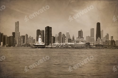 Preview: Vintage Chicago Design (With Dust And Scratches Texture Effect)