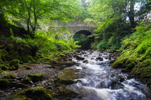 Preview: Banvie Bridge Near Pitlochry In The Scottish Highlands As The Fresh Water Water Runs Downstream