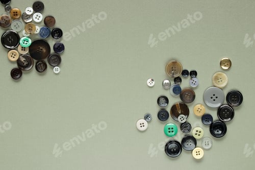 Preview: Multi Colored Clothes Sewing Buttons On Gray Background
