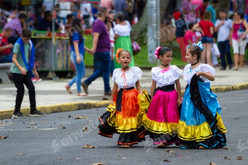 Preview: Tilaran, Costa Rica - September 15 : Young Children Celebrating Independence Day In Costa Rica With