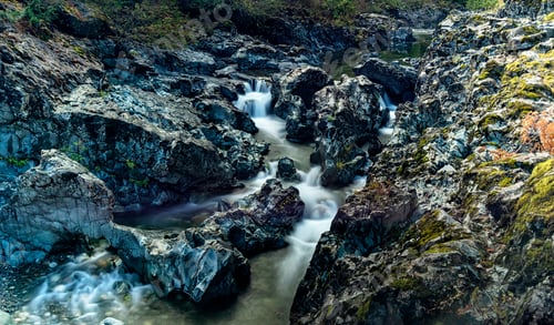Preview: Sleeping Salmon Beach - Small Cascade Waterfalls Full View At Sleeping Salmon Beach 2, Potholes