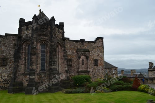 Preview: Edinburgh Castle Stone Facade In Edinburgh Scotland.