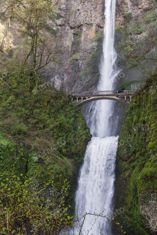 Preview: Beautiful Multnomah Falls In The Columbia Gorge In Oregon After A Rock Damage The Bridge In January