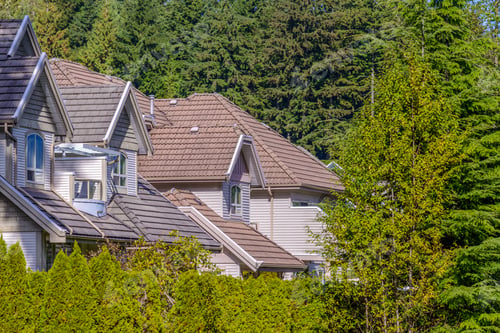 Preview: A Perfect Neighborhood. Houses In Suburb At Summer In The North America. Fragment Of A Luxury House