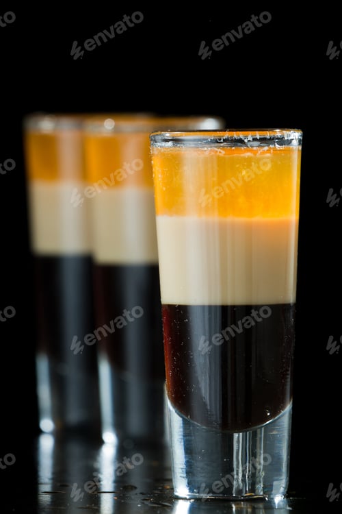 Preview: B 52 Shots Layered And Served On A Isolated Black Background