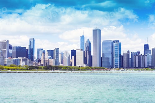Preview: Chicago Skyline With Blue Clear Sky