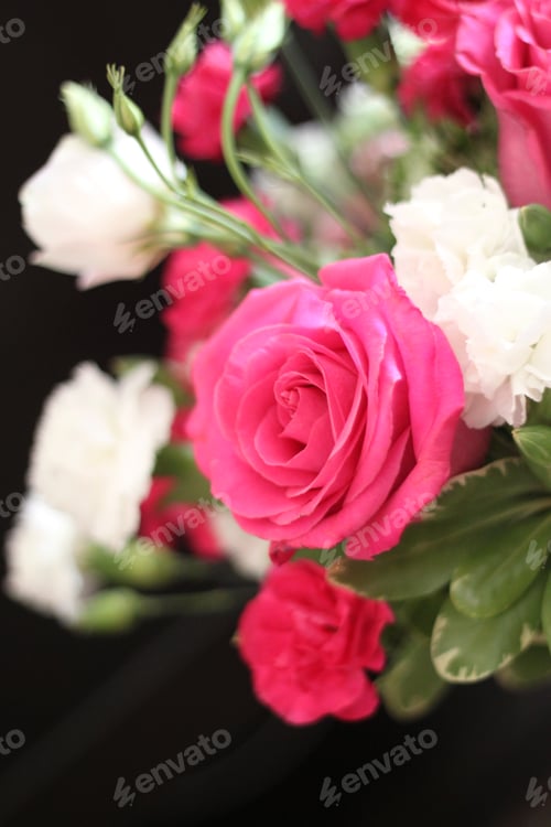 Preview: A Bouquet Of Red White And Pink Roses 1614