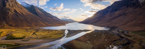 Preview: Aerial Panorama Of Glen Etive And Loch Etive In The Argyll Region Of The Highlands Of Scotland On A