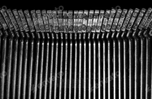 Preview: Detail Of The Individual Hammers With Engraved Text And Typescript Inside Electric Typewriter