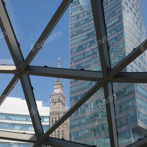 Preview: Patterned Window Looking Out At Warsaw
