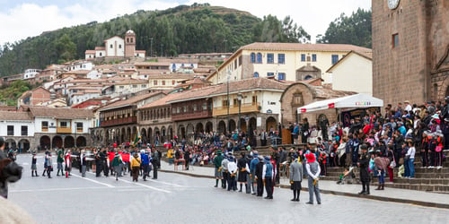 Preview: Cusco, Peru - May 12 : School Children In Uniform In A Civic Parade Celebrating National