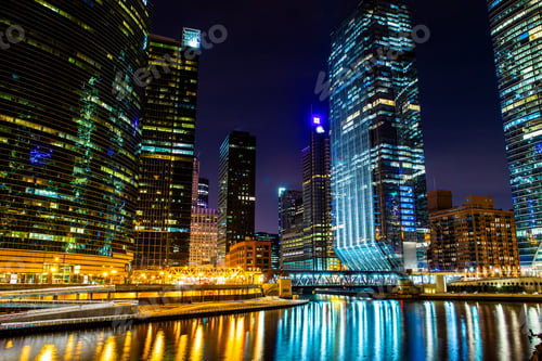 Preview: Chicago Downtown And River At Night