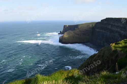 Preview: Waves Foaming And Crashing On The Base Of The Cliff'S Of Moher In Ireland.