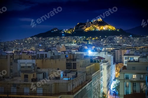 Preview: Illuminated Cityscape At Night, Athens, Greece