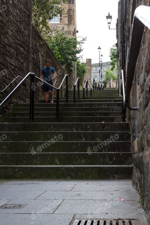 Preview: Edinburgh Scotland - September 13 2019: Looking Up The Miss Jean Brodie Steps From The Lawnmarket