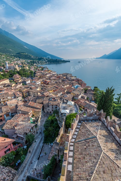 Preview: View Over The Malcesine Town And Lake Garda From The Scaliger Castle, Lake Garda, Italy