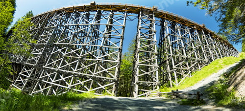 Preview: Amazing Kinsol Wooden Trestle Panorama View, Vancouver Island, Bc, Canada.