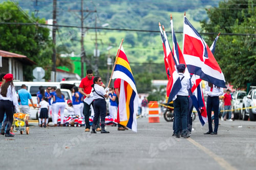Preview: Tilaran, Costa Rica - September 15 : School Children Marching In The Town Square In The