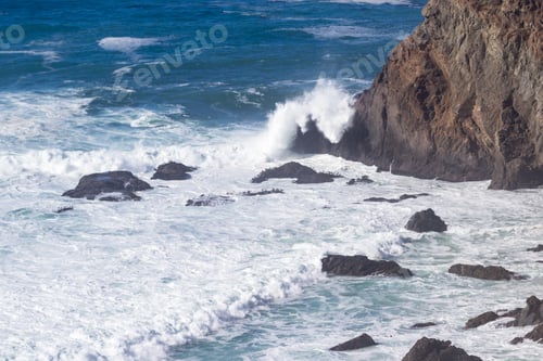 Preview: Beautiful View Of This Section Of Beach In California With Waves Crashing Into The Rocks And