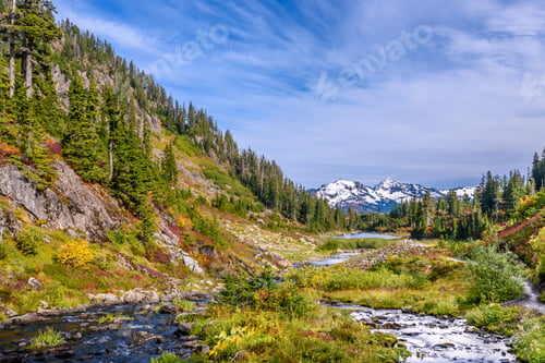 Preview: Beautiful Mountain River At The Bagley Lake Trail Park. Mount Baker, Washington, Usa.