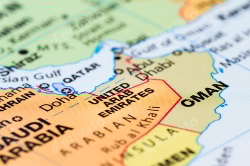 Preview: Close Up Of A World Map With The United Arab Emirates In Focus