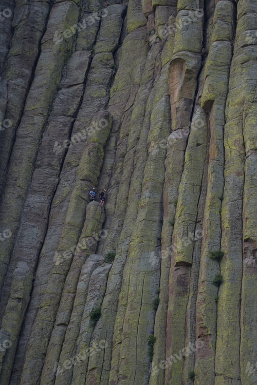 Preview: Devils Tower National Monument, Wyoming - July 03 : Rock Climber Half Way Up Devils Tower; July 03