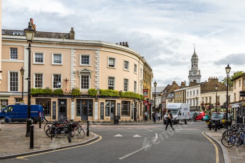 Preview: London - September 05 2019: Church Street In Greenwich With People Walking On The Side Walks And