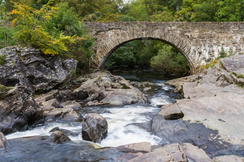 Preview: Beautiful Dochart Falls In Killin Scotland With Lots Of Rocks And Low Flow In The River In Autumn