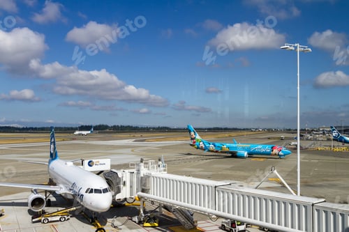 Preview: Sea-Tac, Seattle-Tacoma International Airport - September 02 2019: Alaska Airlines Airplane At The