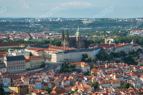 Preview: Closer View Of Prague Castle And The Famous St. Vitus Cathedral From Petřín Lookout Tower - Prague